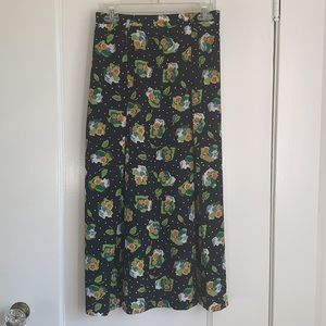 Navy Maxi Floral Print Skirt